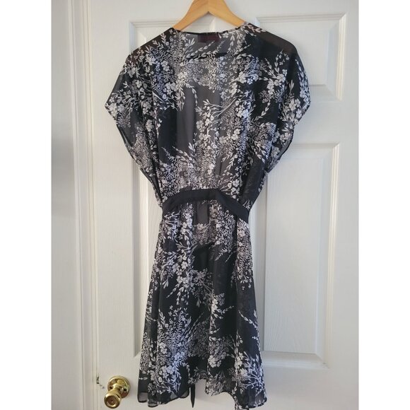 Oscar de la renta Pink Label Robe Black White sheer print Plus size 1X - Picture 3 of 6